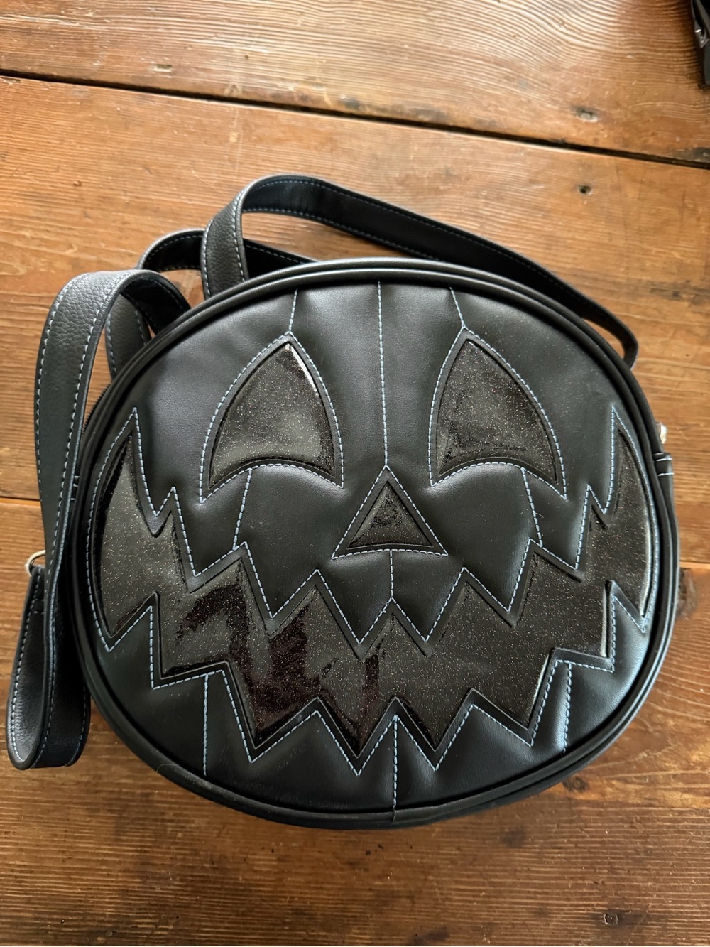 Love Pain and Stitches Black Pumpkin Kult Crossbody Bag
